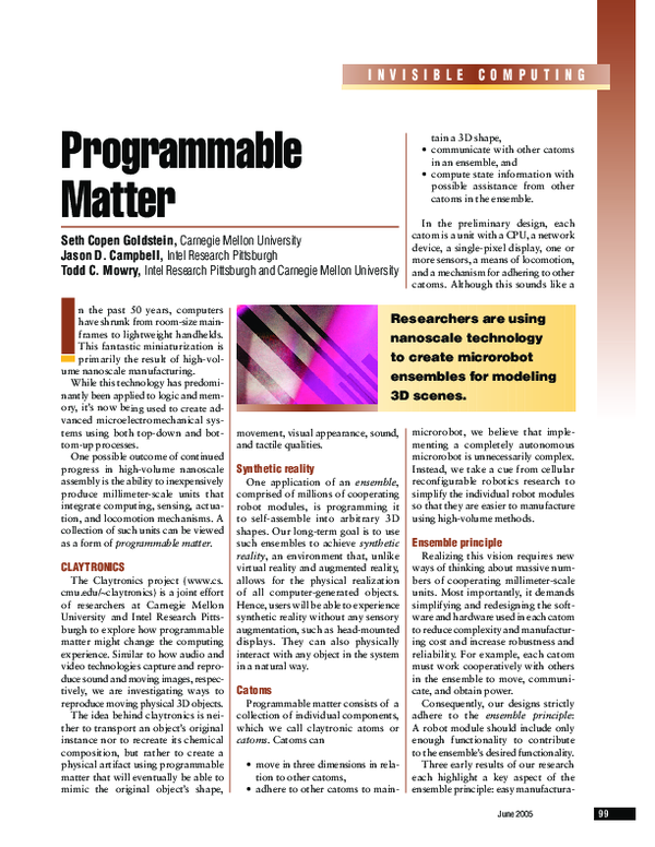 (PDF) Programmable Matter