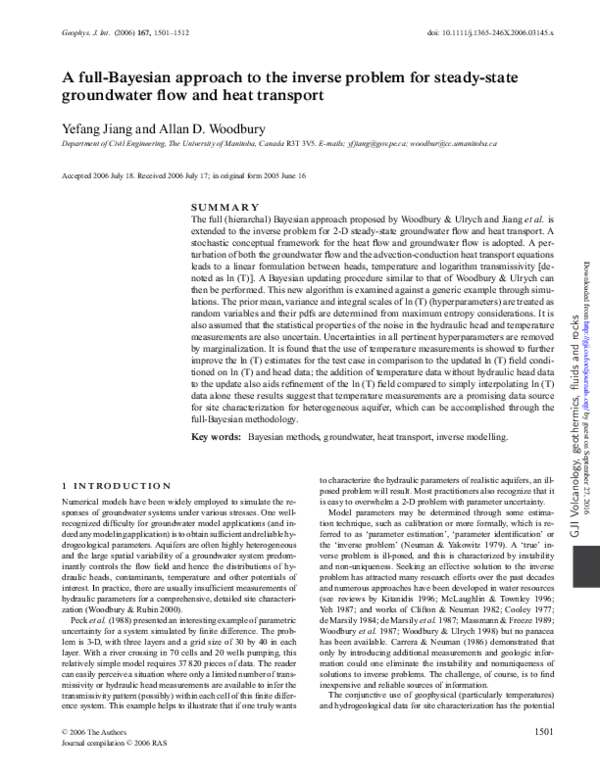 (PDF) A full-Bayesian approach to the inverse problem for steady-state ...