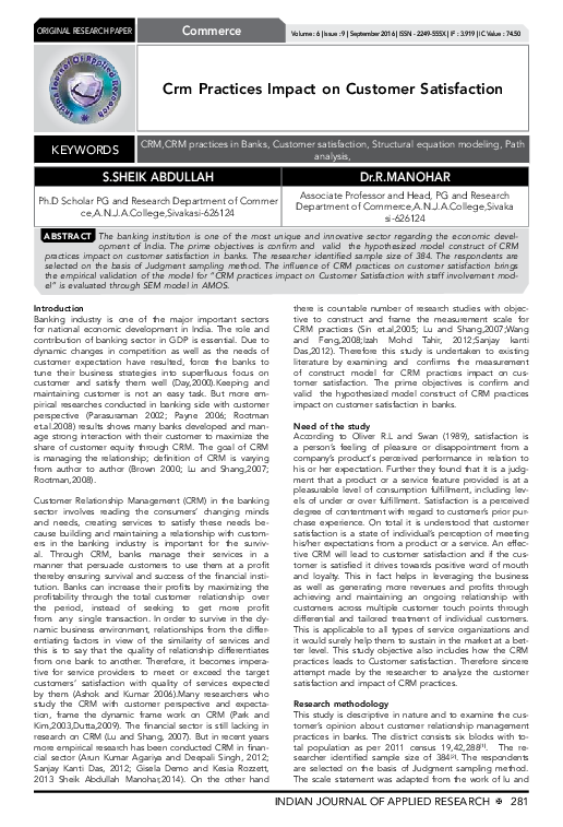 (PDF) Crm Practices Impact on Customer Satisfaction