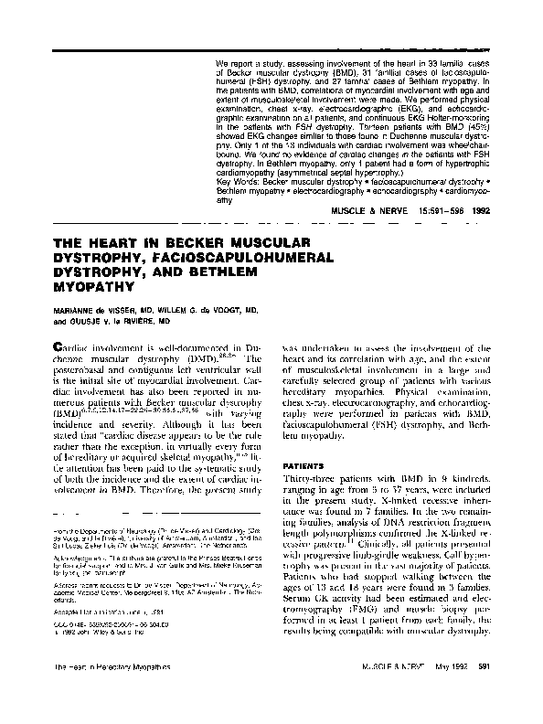 (PDF) The heart in becker muscular dystrophy, facioscapulohumeral
