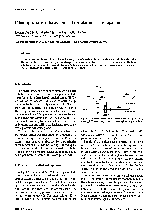 (PDF) Fiber-optic sensor based on surface plasmon interrogation