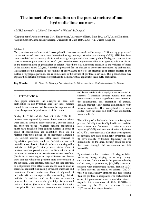 (PDF) Effects of carbonation on the pore structure of non-hydraulic ...