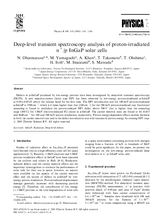 (PDF) Deeplevel transient spectroscopy analysis of protonirradiated n