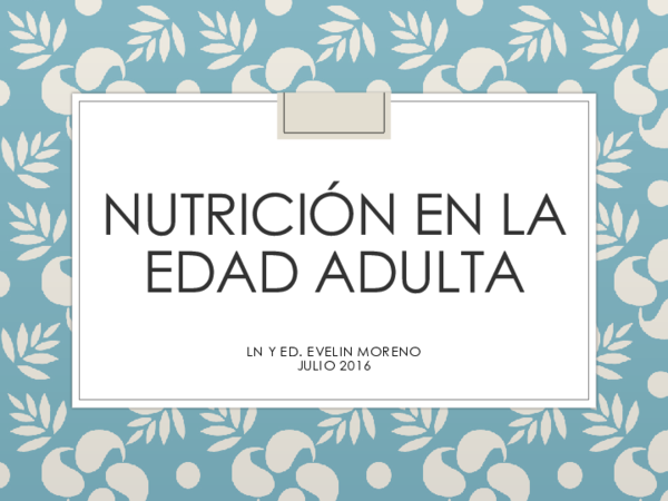 (PDF) NUTRICIÓN EN LA EDAD ADULTA