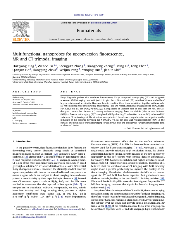 (PDF) Multifunctional nanoprobes for upconversion fluorescence, MR and ...