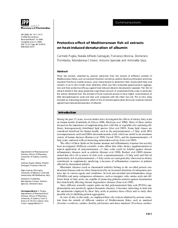(PDF) Protective effect of Mediterranean fish oil extracts on heat ...