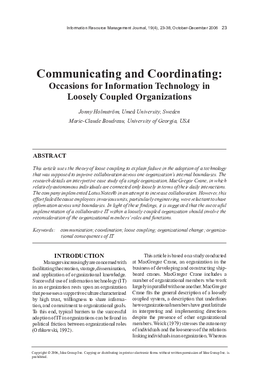 Communicating and Coordinating