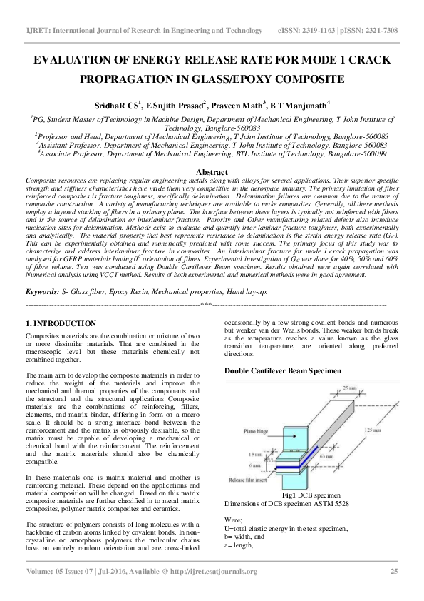 (PDF) EVALUATION OF ENERGY RELEASE RATE FOR MODE 1 CRACK PROPRAGATION ...