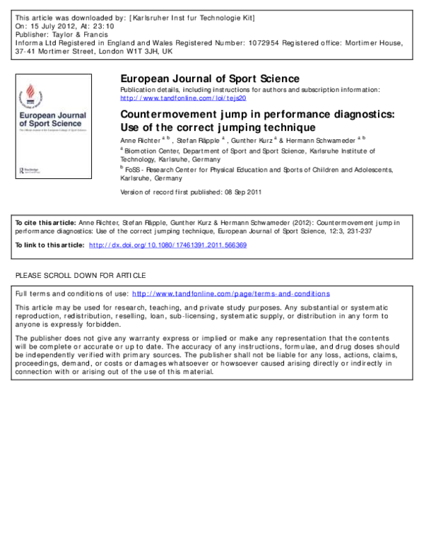 (PDF) Countermovement jump in performance diagnostics: Use of the ...