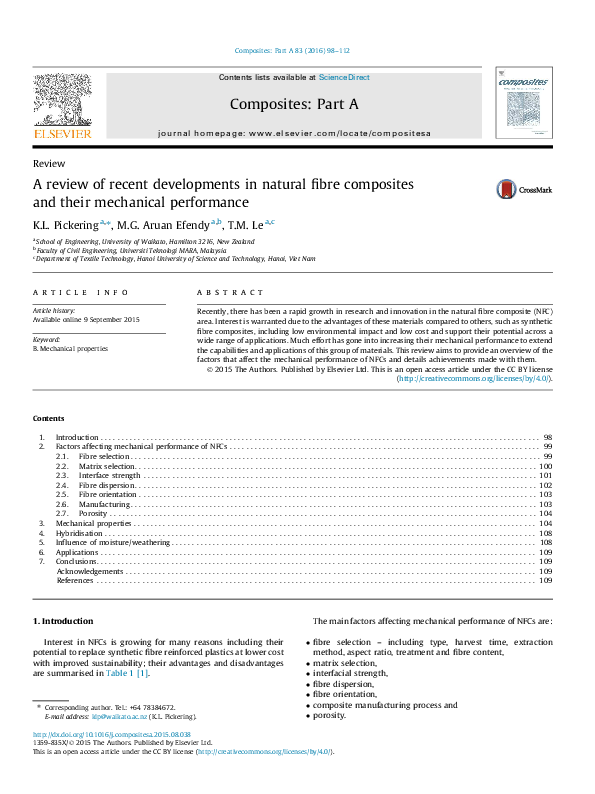 (PDF) A review of recent developments in natural fibre composites and ...