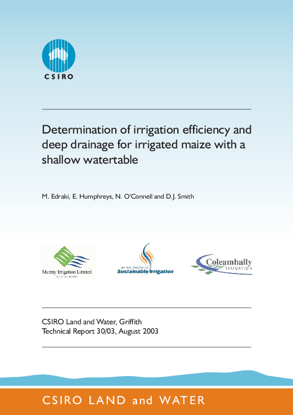 (PDF) Determination of irrigation efficiency and deep drainage for ...