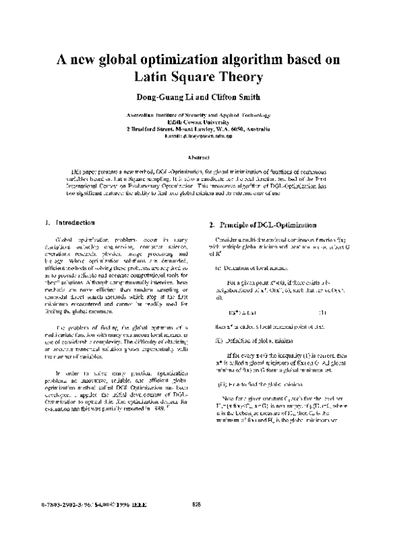 (PDF) A New Global Optimization Algorithm Based on Latin Square Theory