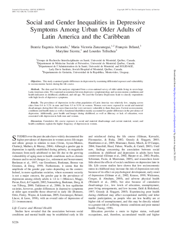 (PDF) Social and Gender Inequalities in Depressive Symptoms Among Urban ...