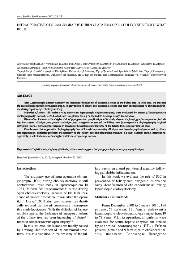 (PDF) Intraoperative cholangiography during laparoscopic cholecystectomy