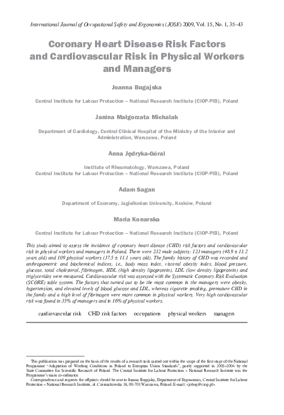 (PDF) Coronary Heart Disease Risk Factors and Cardiovascular Risk in ...
