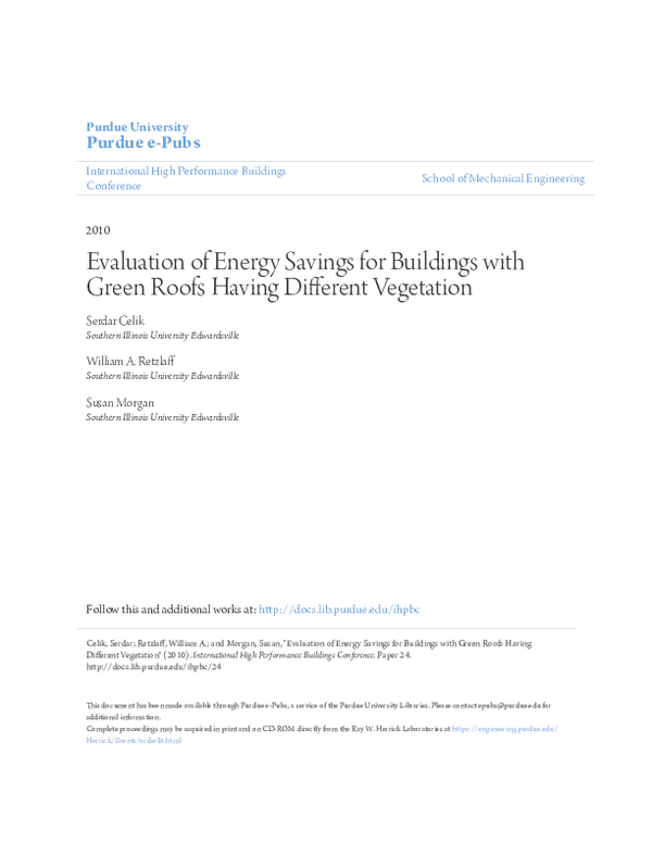 (PDF) Evaluation of Energy Savings for Buildings with Green Roofs ...
