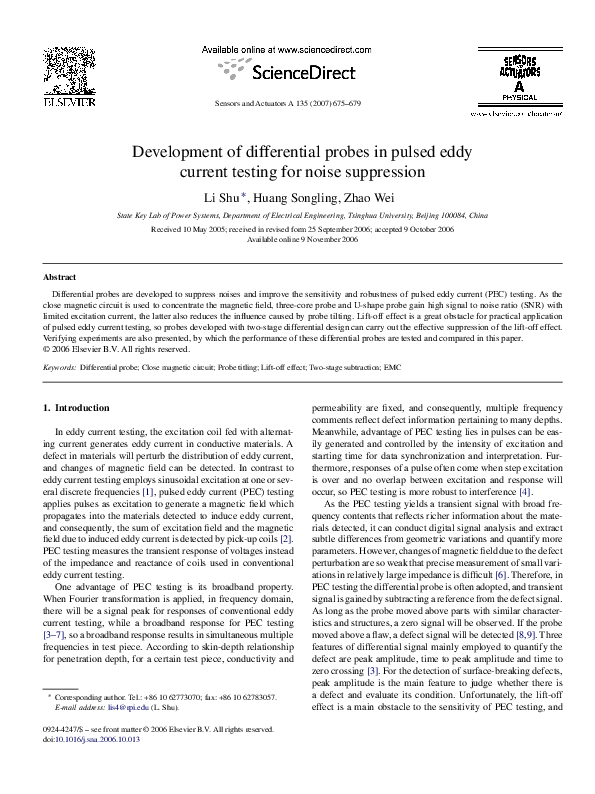 (PDF) Development of differential probes in pulsed eddy current testing ...