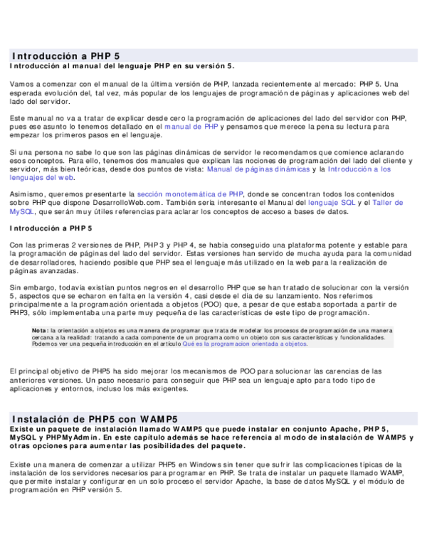 (PDF) Introducción a PHP 5