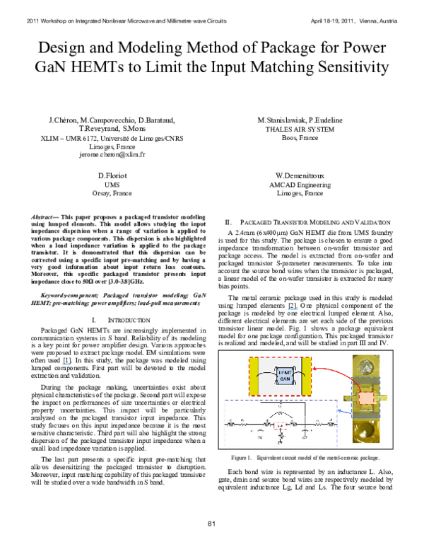 (PDF) Design and modeling method of package for power GaN HEMTs to ...