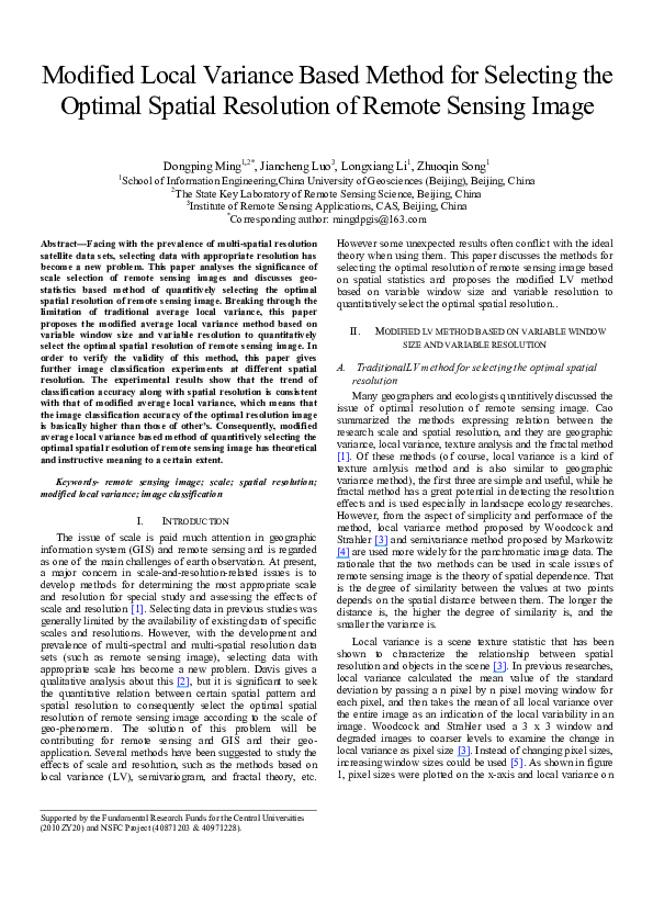 (PDF) Modified local variance based method for selecting the optimal ...