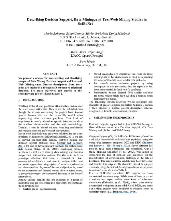 (PDF) Describing Decision Support, Data Mining, and Text/Web Mining ...