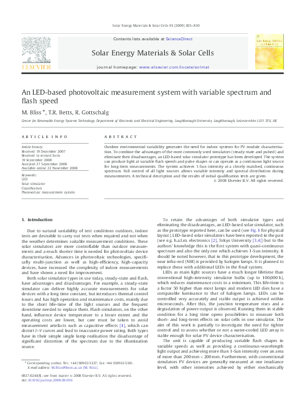 (PDF) An LED-based photovoltaic measurement system with variable ...