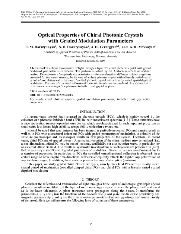 (PDF) Optical properties of chiral photonic crystals with graded ...
