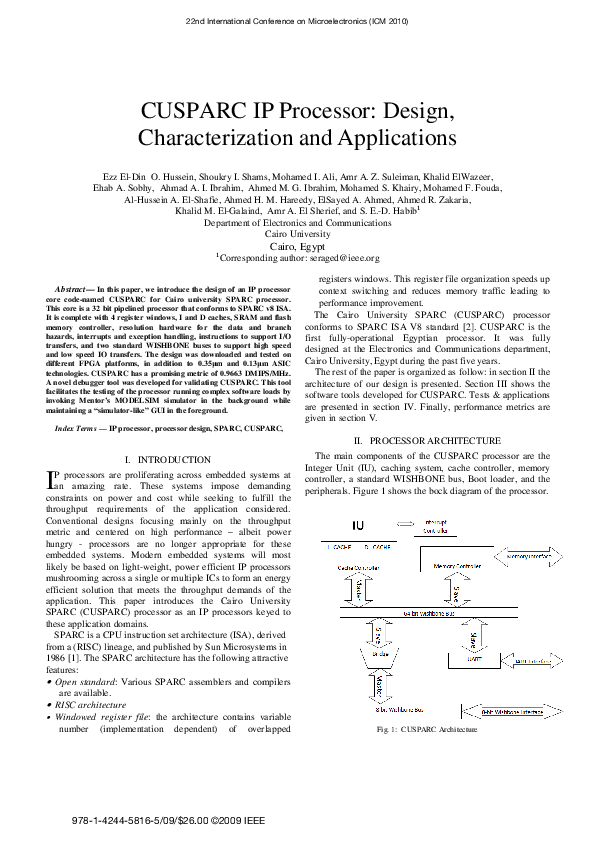 (PDF) CUSPARC IP processor: Design, characterization and applications