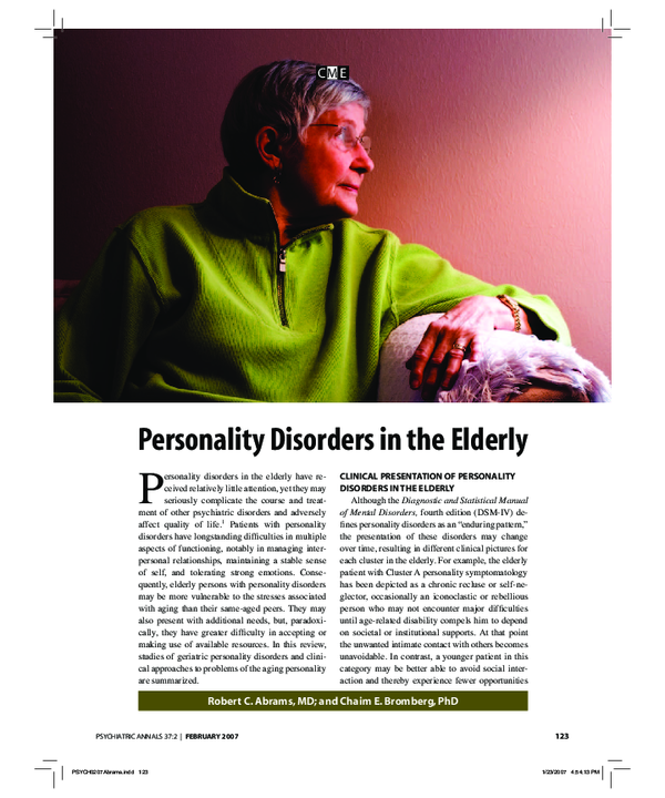 (PDF) Personality Disorders in the Elderly