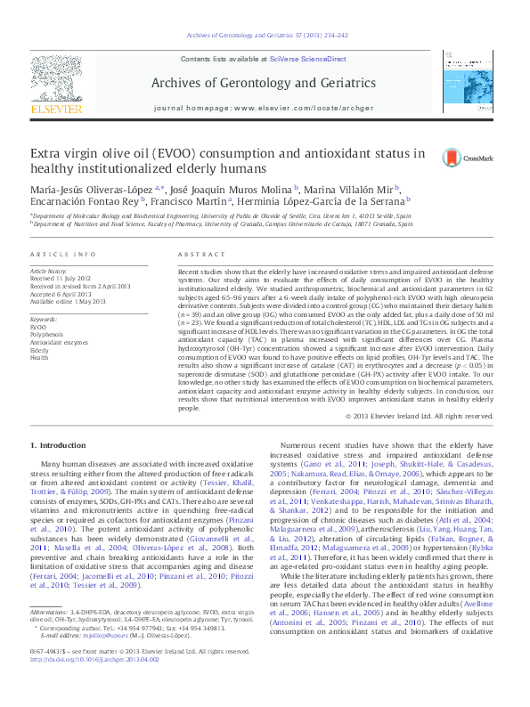 (PDF) Extra virgin olive oil (EVOO) consumption and antioxidant status ...