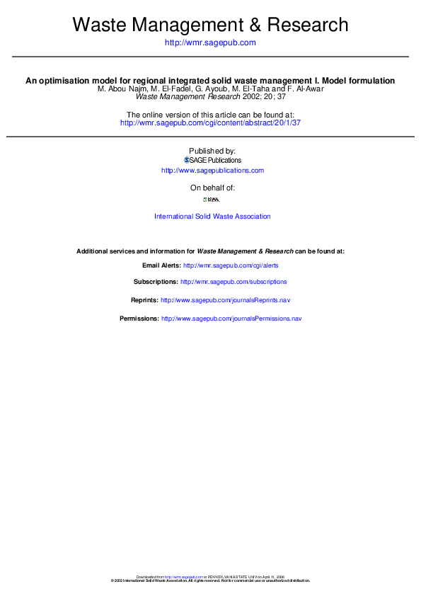 (PDF) An optimisation model for regional integrated solid waste ...