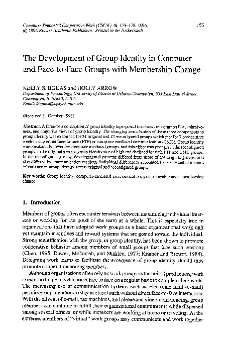 (PDF) The Development of Group Identity in Computer and Face-to-Face ...