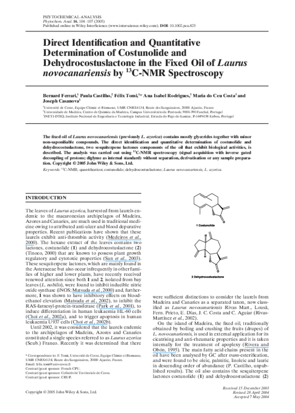 (PDF) Direct identification and quantitative determination of