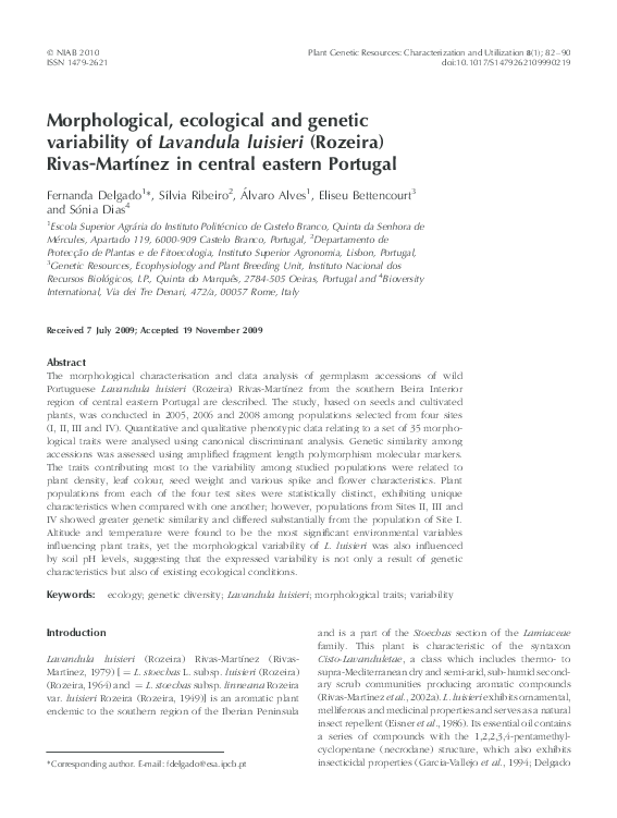 (PDF) Morphological, ecological and genetic variability of Lavandula ...