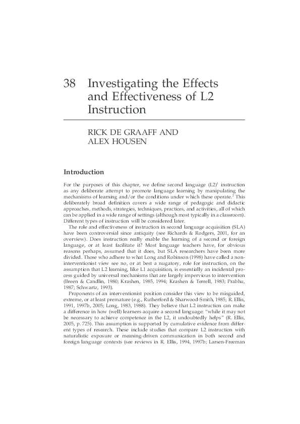 (PDF) Investigating the Effects and Effectiveness of L2 Instruction