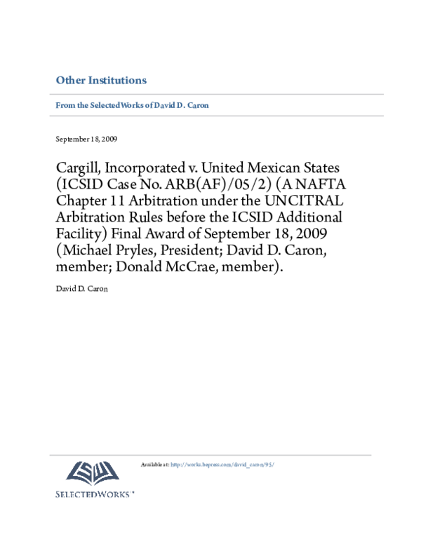 PDF Cargill Incorporated V United Mexican States ICSID Case No pdf-cargill-incorporated-v-united-mexican-states-icsid-case-no