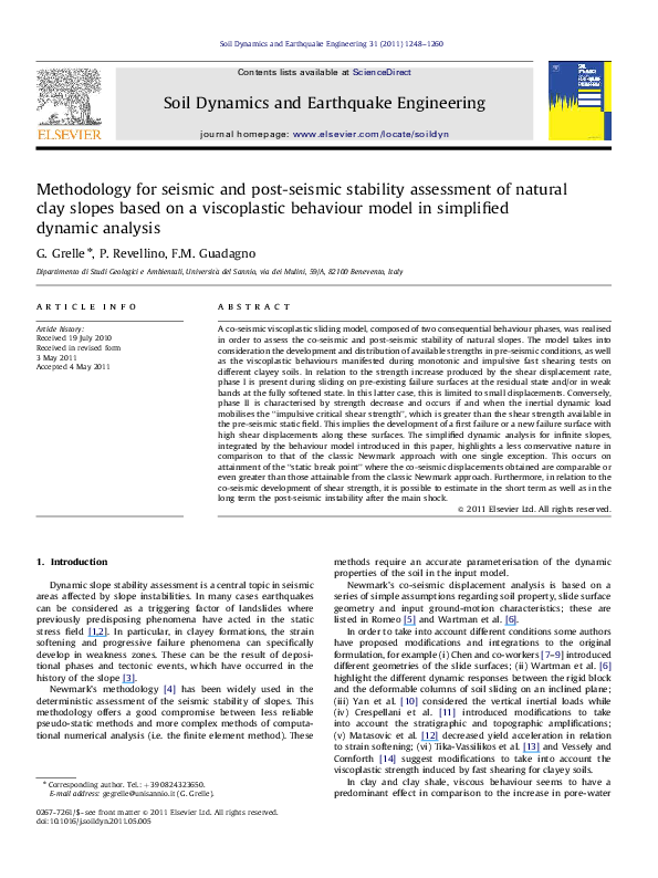 (PDF) Methodology for seismic and post-seismic stability assessment of ...