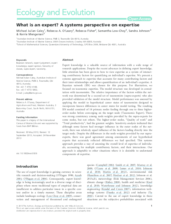 (PDF) What is an expert? A systems perspective on expertise