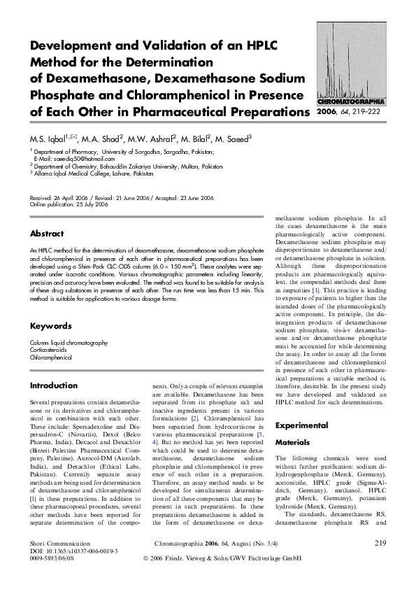 (PDF) Development and validation of HPLC method for the determination