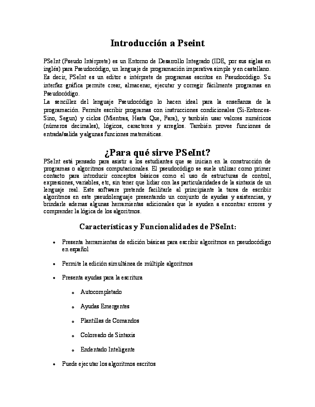 (DOC) Introducción a Pseint