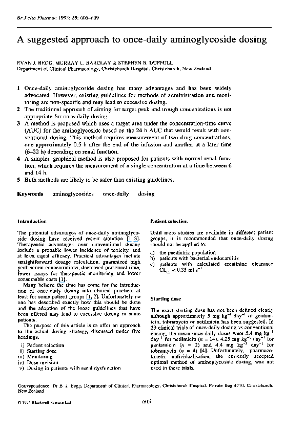 (PDF) A suggested approach to once-daily aminoglycoside dosing