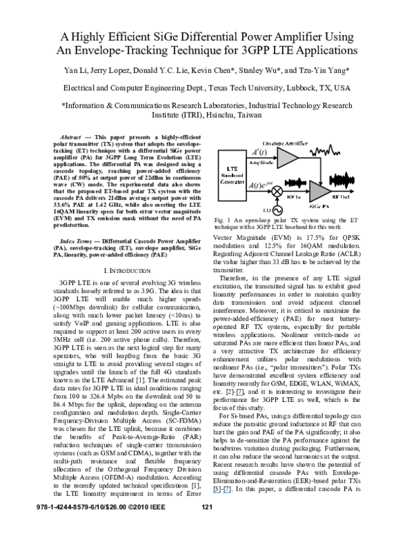 (PDF) A highly efficient SiGe differential power amplifier using an