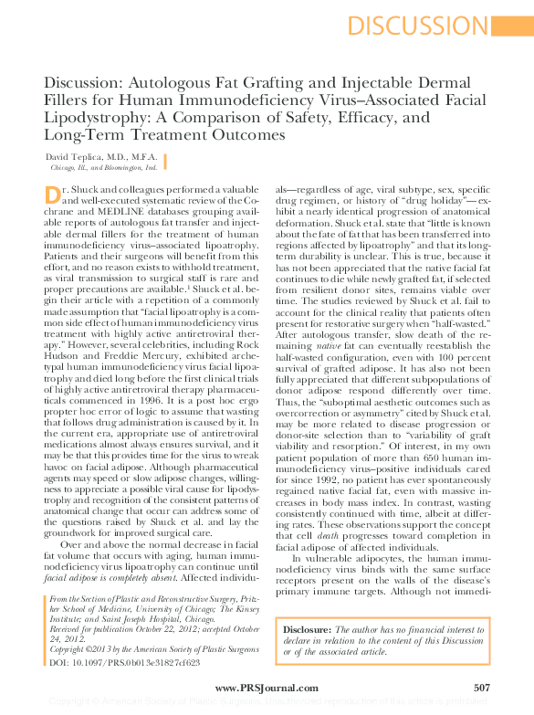 (PDF) Discussion: Autologous fat grafting and injectable dermal fillers ...