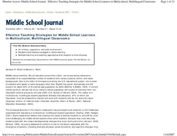 (PDF) Effective Teaching Strategies for Middle School Learners in ...
