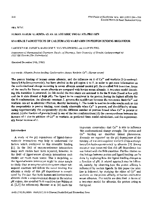 (PDF) Human serum albumin as an allosteric two-state protein. Evidence ...