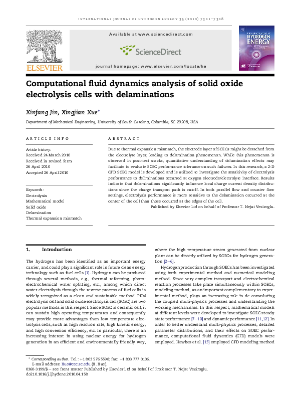 (PDF) Computational fluid dynamics analysis of solid oxide electrolysis ...