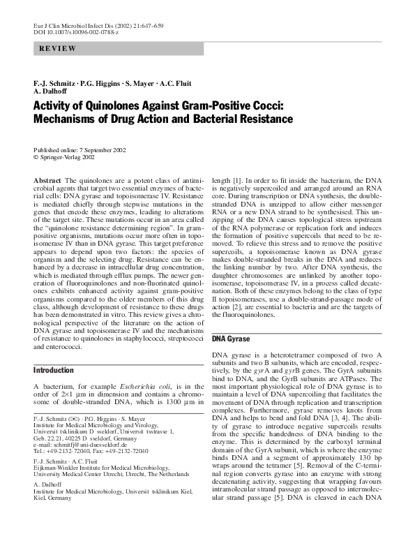 (PDF) Activity of Quinolones Against Gram-Positive Cocci: Mechanisms of ...