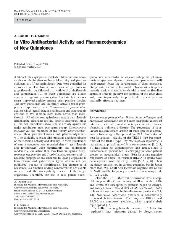 (PDF) In Vitro Antibacterial Activity and Pharmacodynamics of New ...