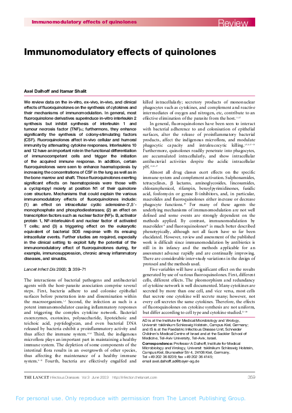 (PDF) Immunomodulatory effects of quinolones
