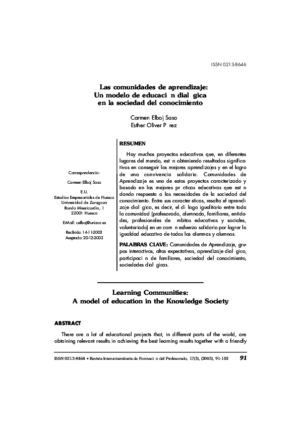 (PDF) Learning Communities: A model of education in the Knowledge Society
